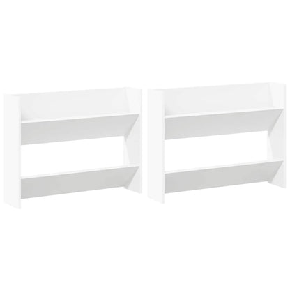 Scarpiere a Muro 2pz Bianche 80x18x60 cm in Legno Multistrato