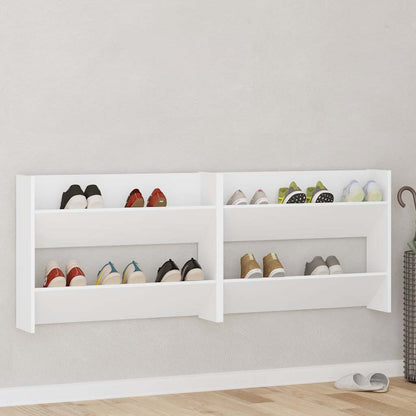 Scarpiere a Muro 2pz Bianche 80x18x60 cm in Legno Multistrato