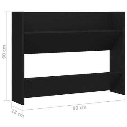 Scarpiera a Muro Nera 80x18x60 cm in Legno Multistrato - homemem39