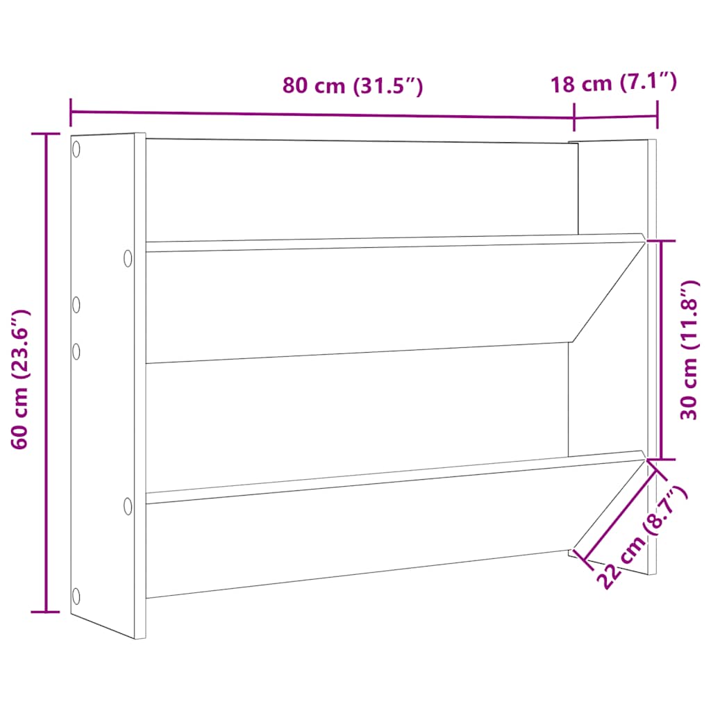 Cement Gray Wall Shoe Rack 80x18x60cm in Multilayer Wood