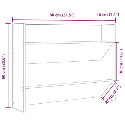 Cement Gray Wall Shoe Rack 80x18x60cm in Multilayer Wood