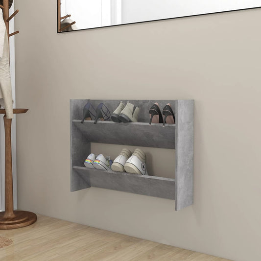 Cement Gray Wall Shoe Rack 80x18x60cm in Multilayer Wood
