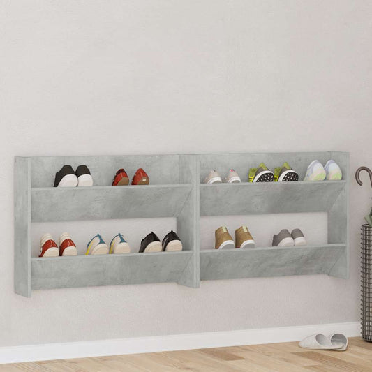 Scarpiere Muro 2pz Grigio Cemento 80x18x60cm Legno Multistrato