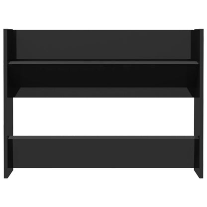 Scarpiere a Muro 2pz Nero Lucido 80x18x60cm Legno Multistrato