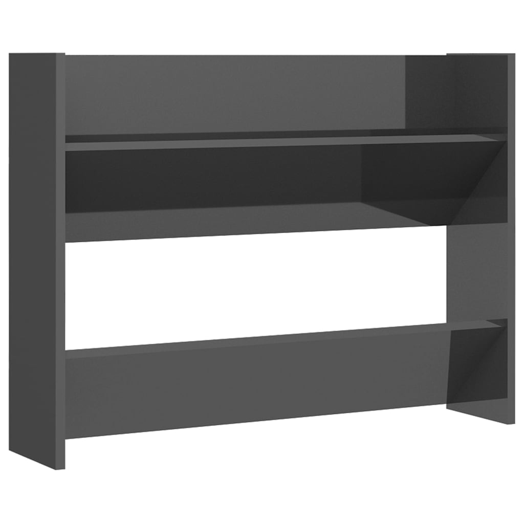 Scarpiere a Muro 2pz Grigio Lucido 80x18x60cm Legno Multistrato