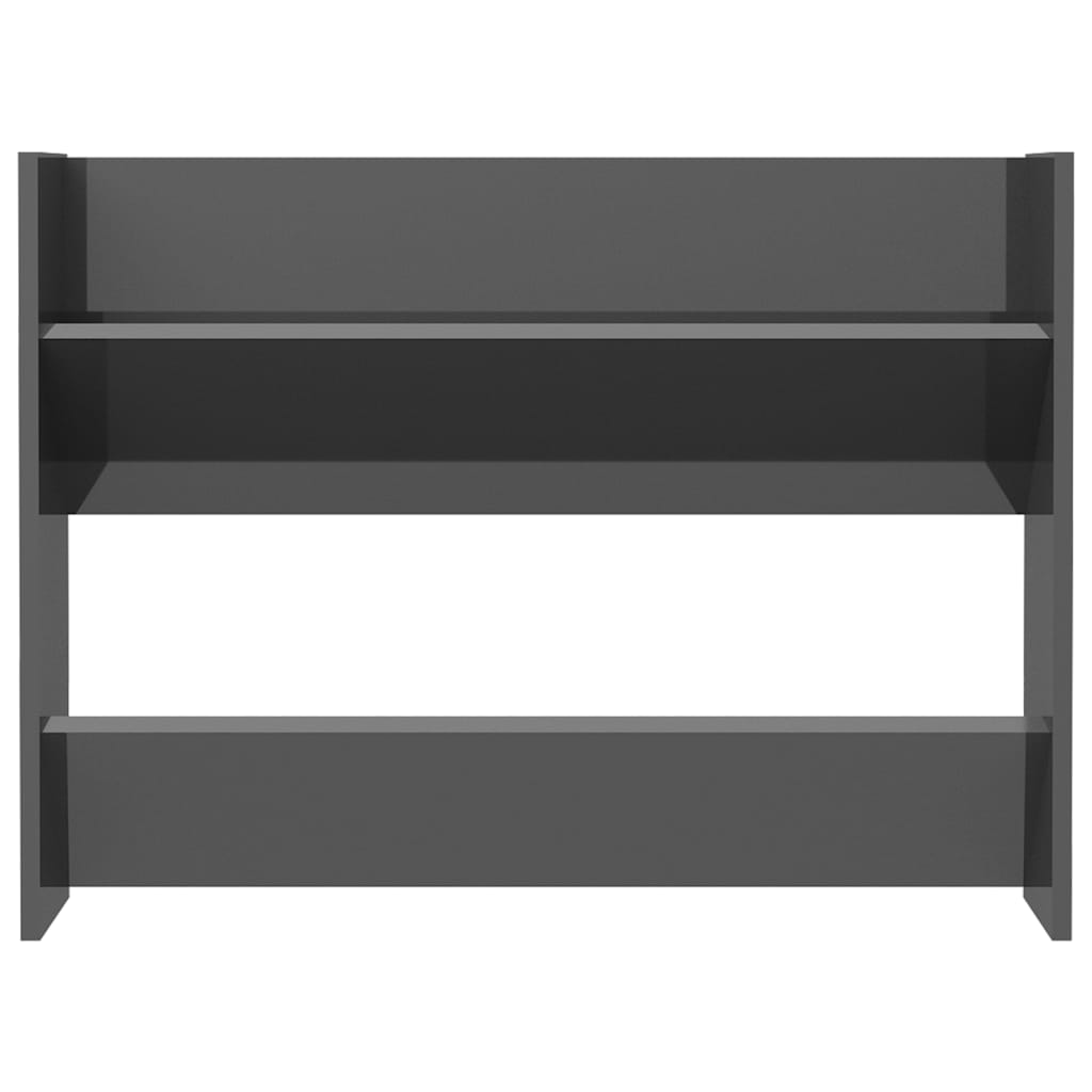 Scarpiere a Muro 2pz Grigio Lucido 80x18x60cm Legno Multistrato