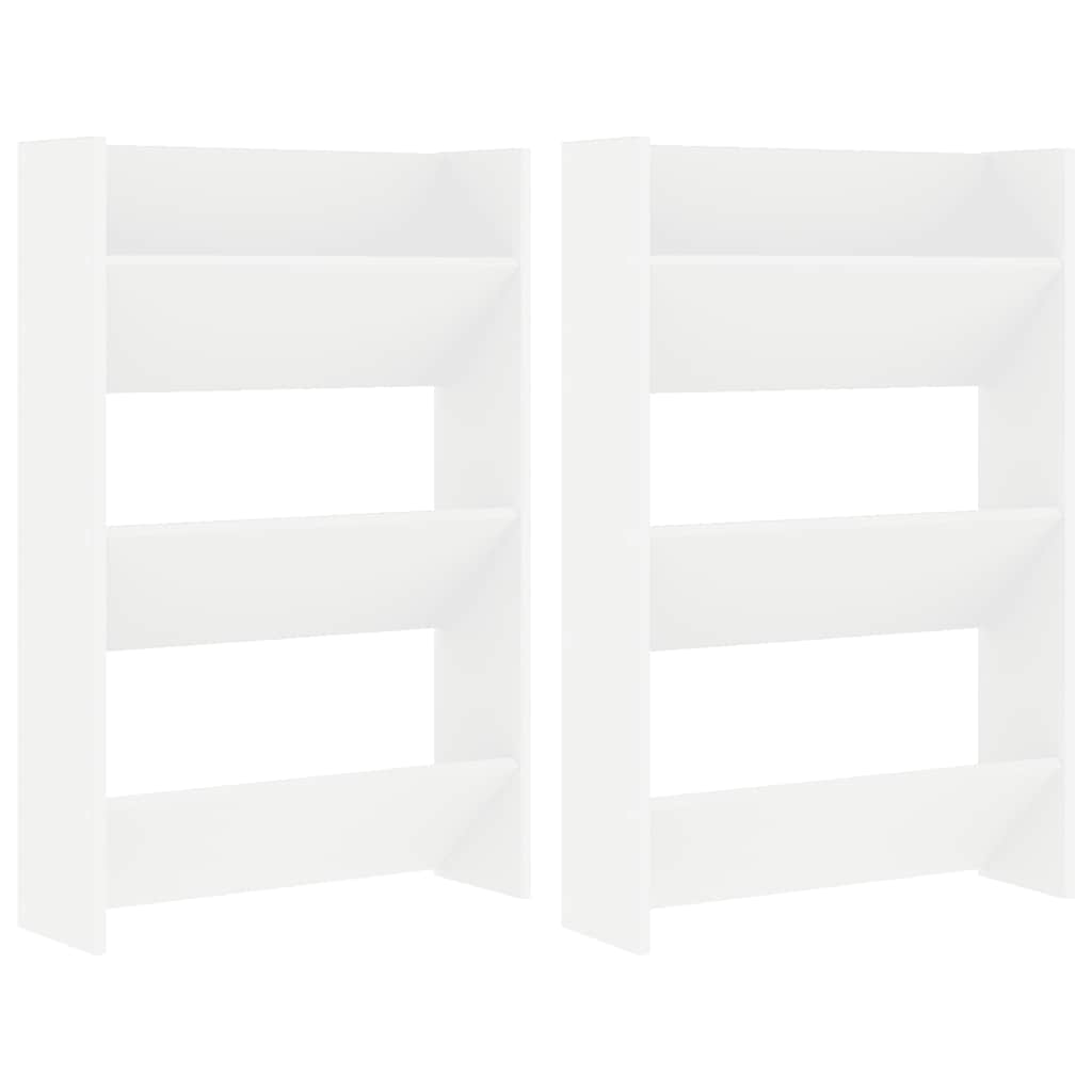 Scarpiere a Muro 2pz Bianche 60x18x90 cm in Legno Multistrato