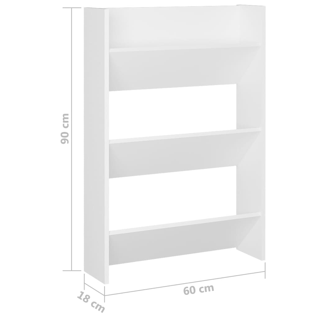 Scarpiere a Muro 2pz Bianche 60x18x90 cm in Legno Multistrato