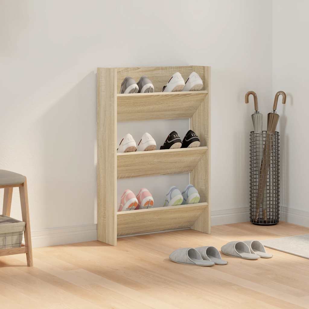 Scarpiera a Muro Rovere Sonoma 60x18x90 cm in Legno Multistrato