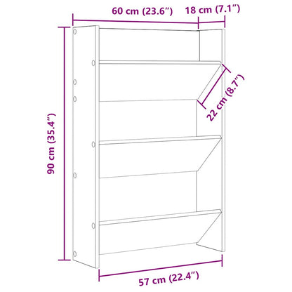 Scarpiera a Muro Rovere Sonoma 60x18x90 cm in Legno Multistrato