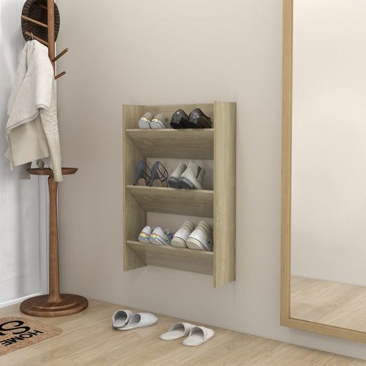 Scarpiera a Muro Rovere Sonoma 60x18x90 cm in Legno Multistrato