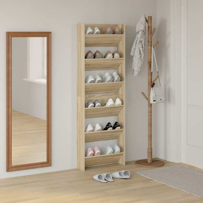 Scarpiere a Muro 2pz Rovere Sonoma 60x18x90cm Legno Multistrato