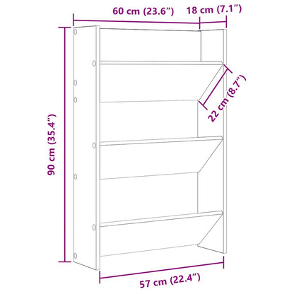 Scarpiere Muro 2pz Grigio Cemento 60x18x90cm Legno Multistrato