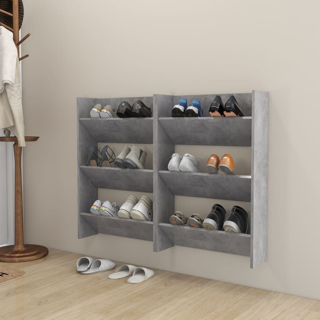Scarpiere Muro 2pz Grigio Cemento 60x18x90cm Legno Multistrato