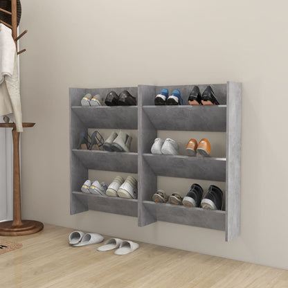 Scarpiere Muro 2pz Grigio Cemento 60x18x90cm Legno Multistrato