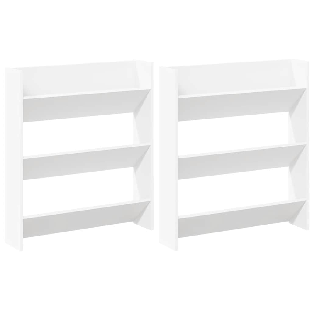 Scarpiere a Muro 2pz Bianche 80x18x90 cm in Legno Multistrato
