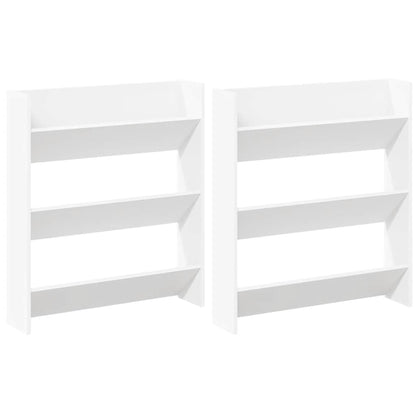 Scarpiere a Muro 2pz Bianche 80x18x90 cm in Legno Multistrato