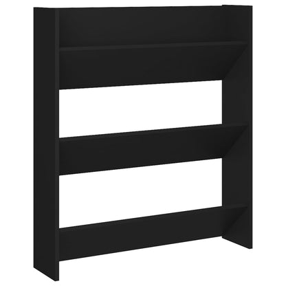 Black Wall Shoe Rack 80x18x90 cm in Multilayer Wood