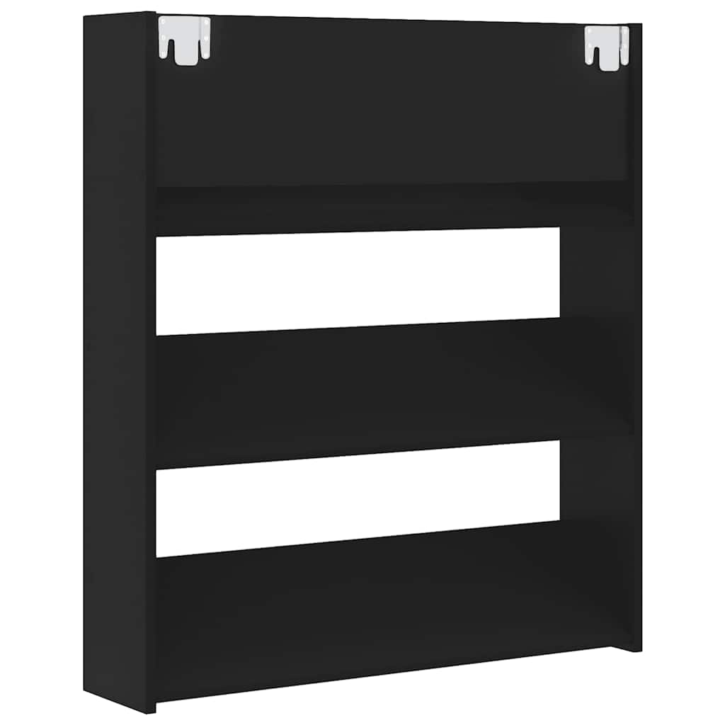 Black Wall Shoe Rack 80x18x90 cm in Multilayer Wood