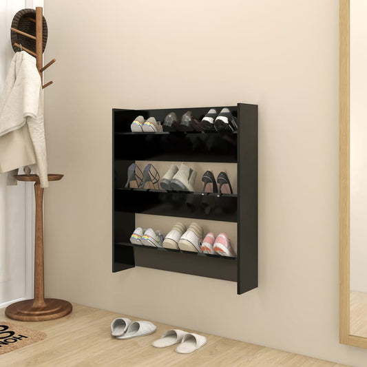 Scarpiera a Muro Nera 80x18x90 cm in Legno Multistrato - homemem39