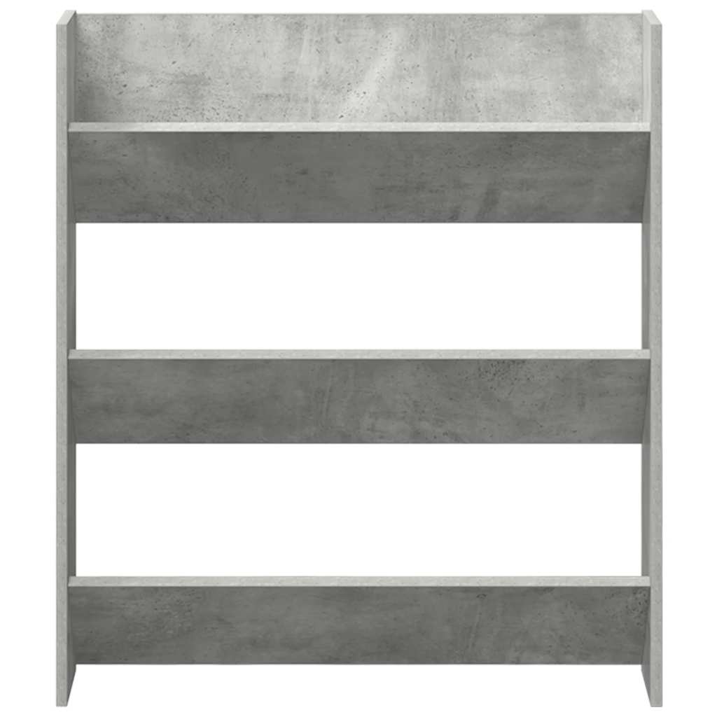 Scarpiera a Muro Grigio Cemento 80x18x90cm in Legno Multistrato