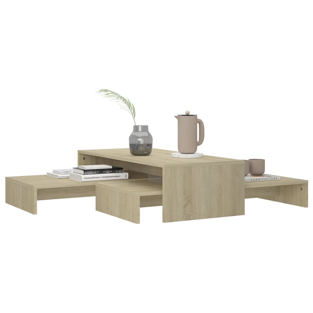 Set Tavolini Estraibili Rovere Sonoma 100x100x26,5 Multistrato | homemem39