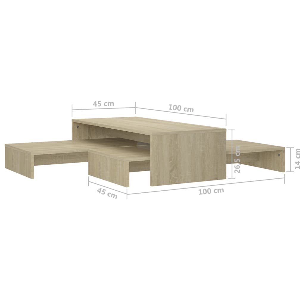 Set Tavolini Estraibili Rovere Sonoma 100x100x26,5 Multistrato | homemem39