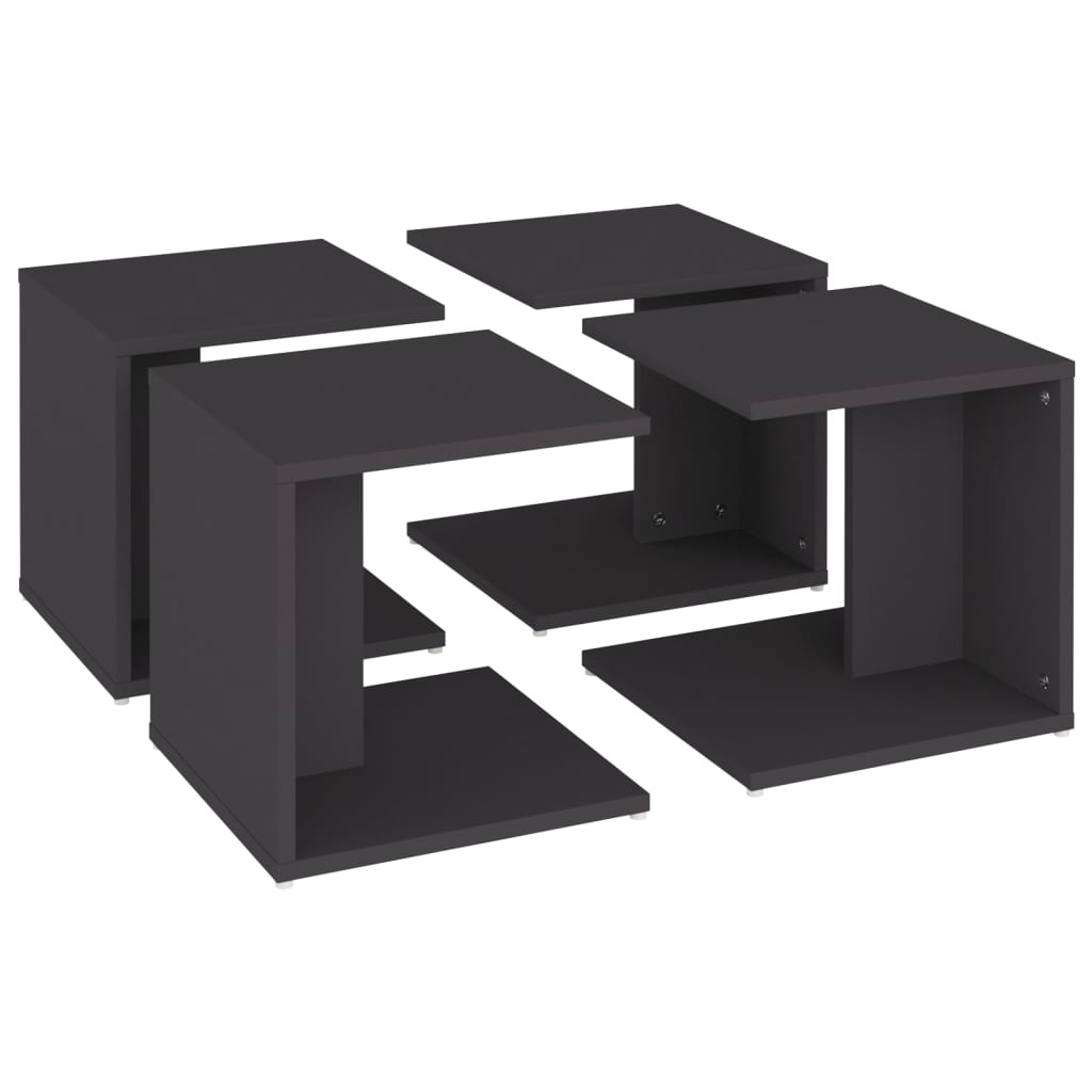 Tavolini da Salotto 4 pz Grigi 33x33x33 cm in Multistrato | homemem39