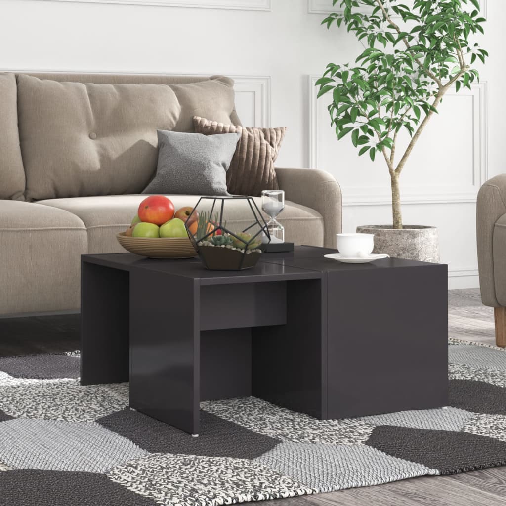 Tavolini Salotto 4pz Grigio Lucido 33x33x33cm Legno Multistrato | homemem39