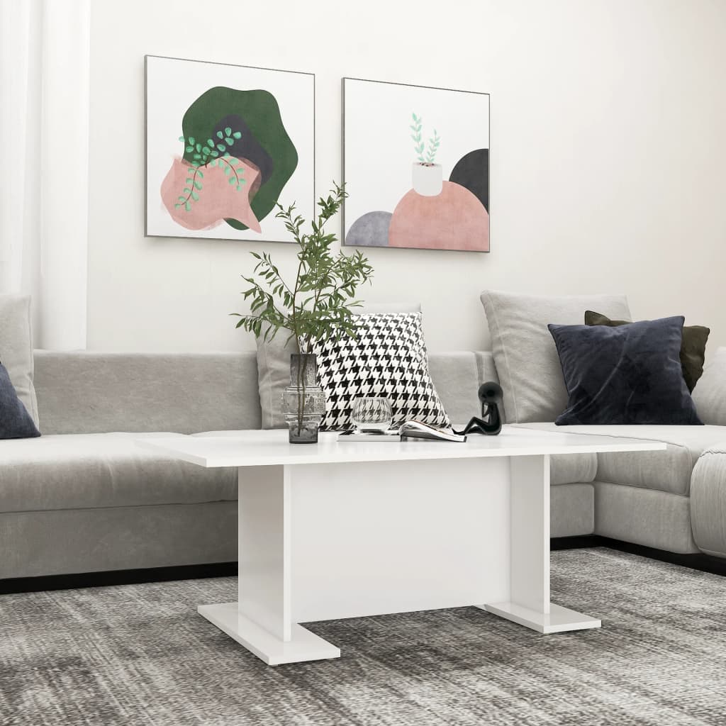 Tavolino da Salotto Bianco 103,5x60x40 cm in Legno Multistrato | homemem39