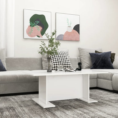 Tavolino da Salotto Bianco 103,5x60x40 cm in Legno Multistrato | homemem39