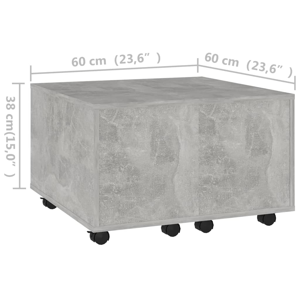 Tavolino da Salotto Grigio Cemento 60x60x38cm Legno Multistrato