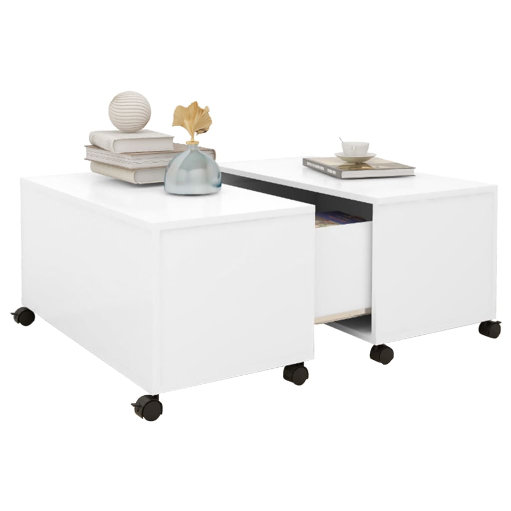 Tavolino da Salotto Bianco 75x75x38 cm in Legno Multistrato | homemem39