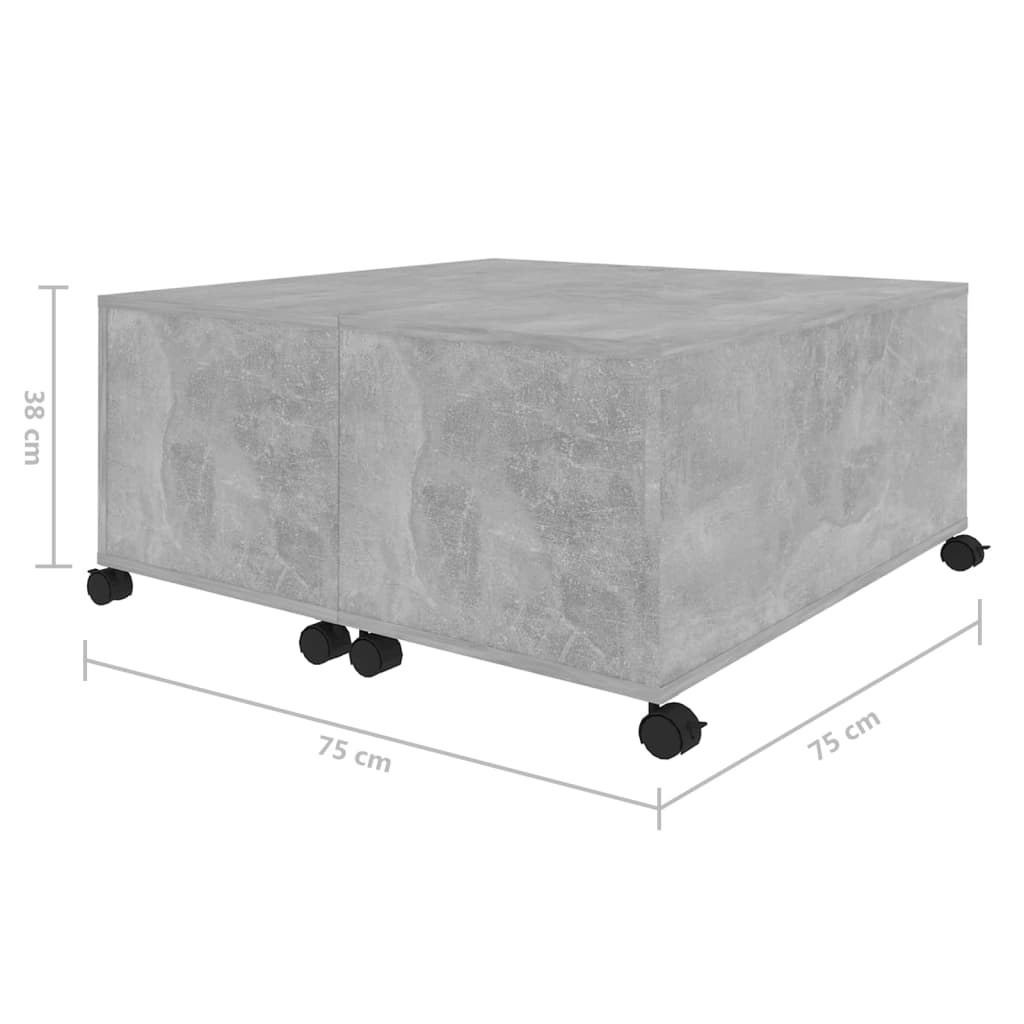 Tavolino da Salotto Grigio Cemento 75x75x38cm Legno Multistrato | homemem39