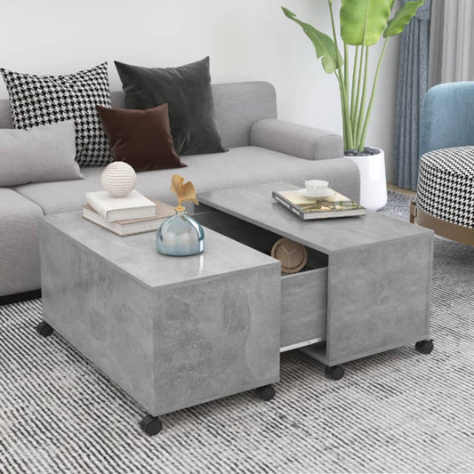 Tavolino da Salotto Grigio Cemento 75x75x38cm Legno Multistrato | homemem39