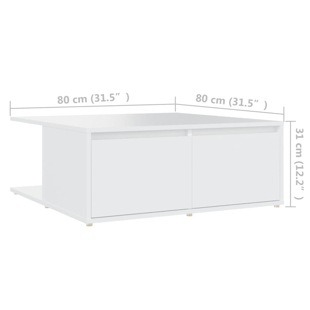 Tavolino da Salotto Bianco 80x80x31 cm in Legno Multistrato | homemem39