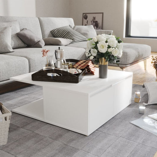 Tavolino da Salotto Bianco 80x80x31 cm in Legno Multistrato | homemem39