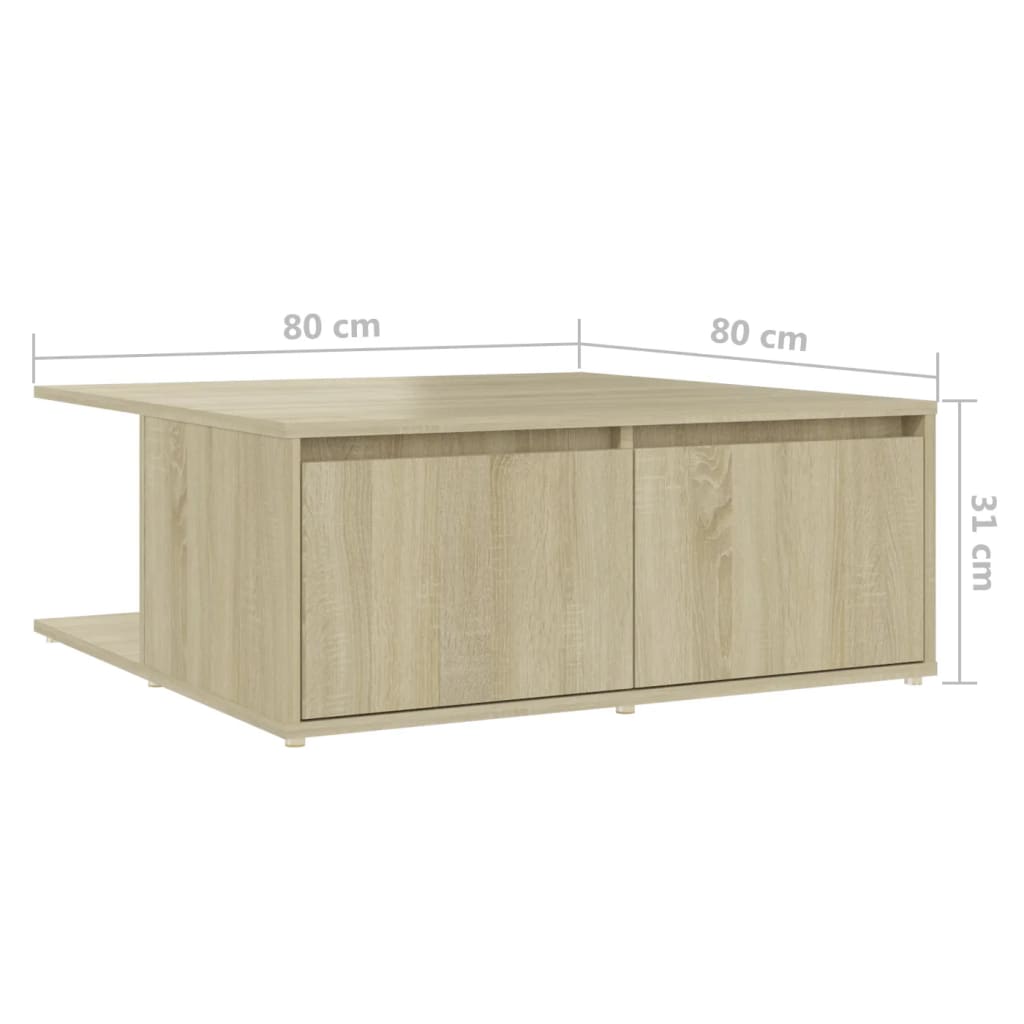 Tavolino da Salotto Rovere Sonoma 80x80x31 cm Legno Multistrato | homemem39