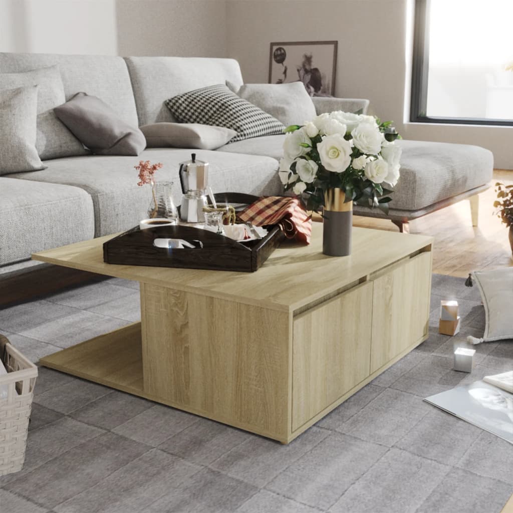 Tavolino da Salotto Rovere Sonoma 80x80x31 cm Legno Multistrato | homemem39