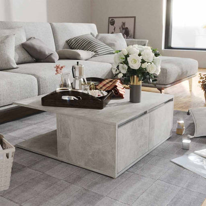 Tavolino da Salotto Grigio Cemento 80x80x31cm Legno Multistrato