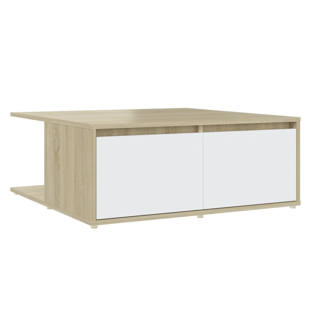 Tavolino Salotto Bianco e Rovere Sonoma 80x80x31cm Multistrato | homemem39