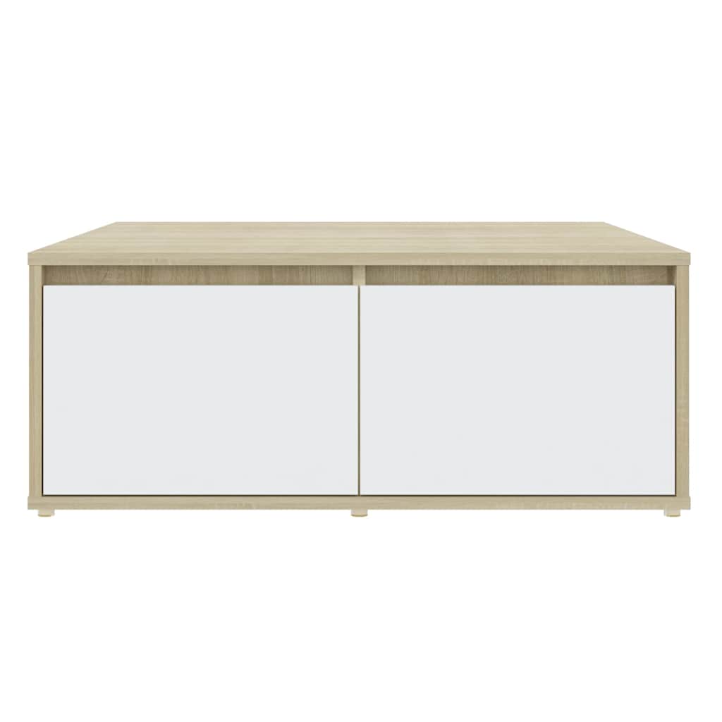 Tavolino Salotto Bianco e Rovere Sonoma 80x80x31cm Multistrato