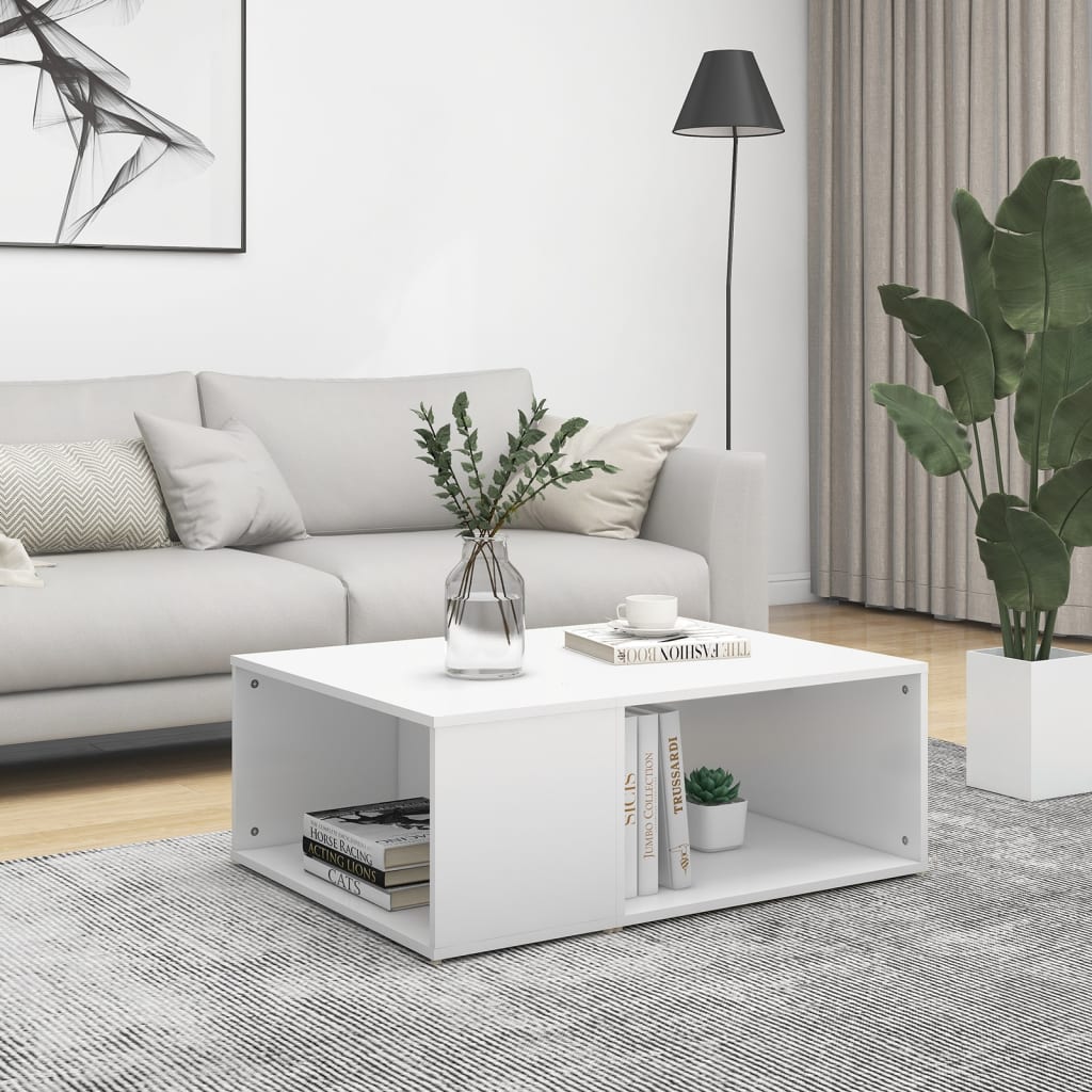 Tavolino da Salotto Bianco 90x67x33 cm in Legno Multistrato | homemem39