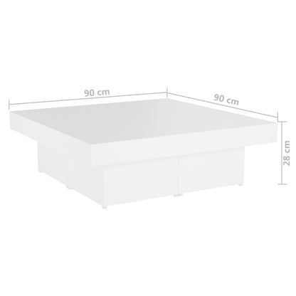 Tavolino da Salotto Bianco 90x90x28 cm in Legno Multistrato | homemem39