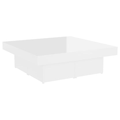 Tavolino da Salotto Bianco Lucido 90x90x28 cm Legno Multistrato | homemem39
