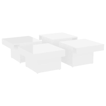 Tavolino da Salotto Bianco Lucido 90x90x28 cm Legno Multistrato