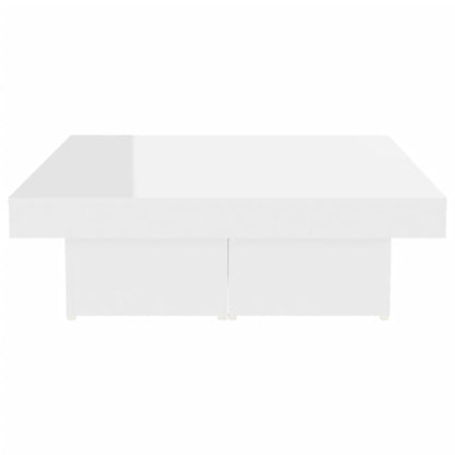 Tavolino da Salotto Bianco Lucido 90x90x28 cm Legno Multistrato | homemem39
