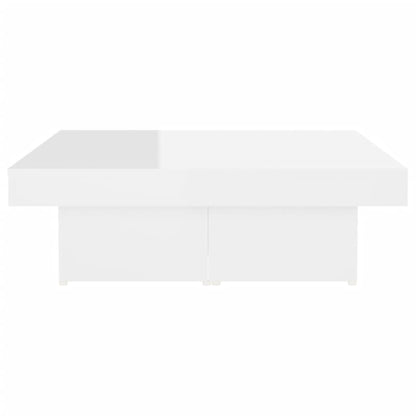Tavolino da Salotto Bianco Lucido 90x90x28 cm Legno Multistrato | homemem39
