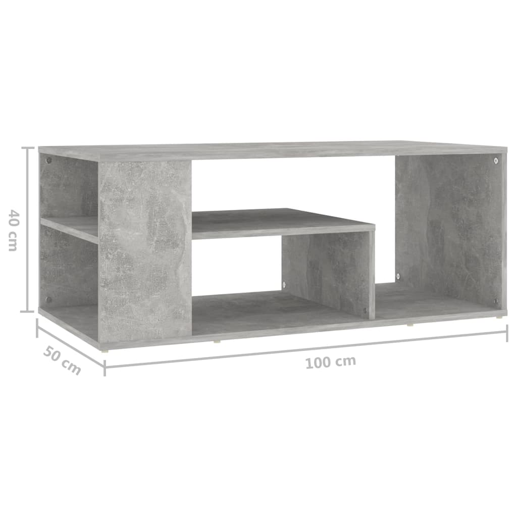 Tavolino Salotto Grigio Cemento 100x50x40 cm Legno Multistrato | homemem39