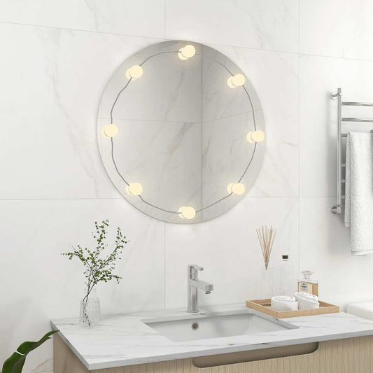 Specchio da Parete Rotondo con Luci LED in Vetro - homemem39